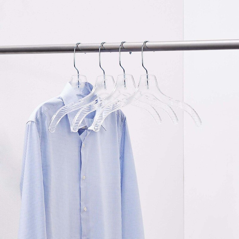 Homz 4 Pieces Swivel Neck Crystal Cut Shirt Hanger, 9 x 16.75 x 4.4cm, Clear