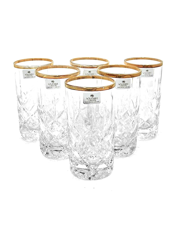 Solitaire 6-Piece Crystal Tumbler Glass Set, 5359372, Clear