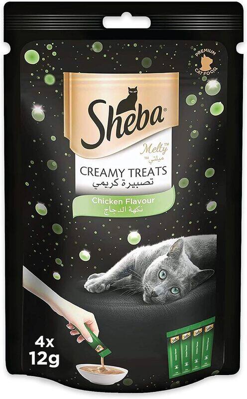 

Sheba Cat Food, Melty Chicken Flavor Cat Food Wet Creamy Treats, Premium Luxurious Indulgence, Fed by Hand for Special Moments so Your Cat Can Find Re