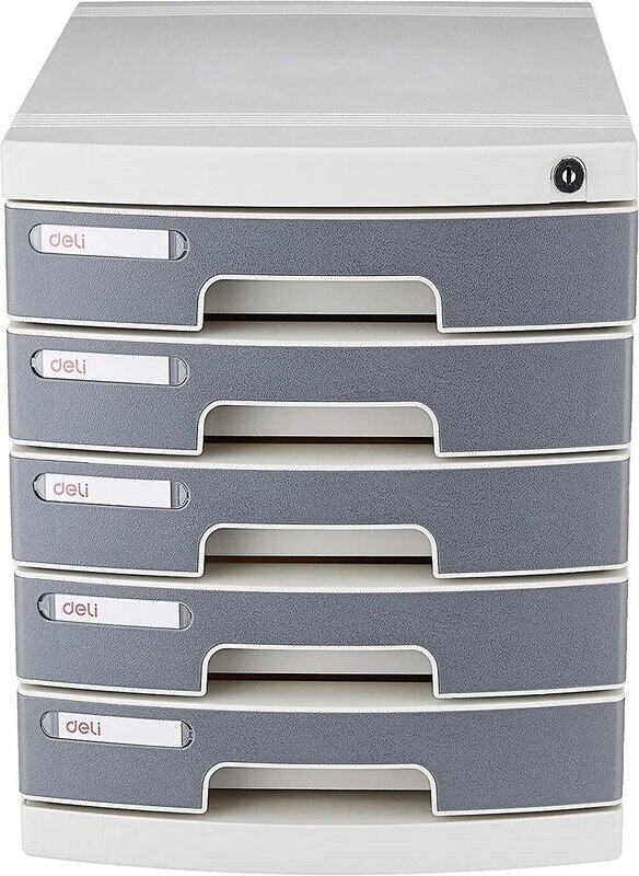 

Deli 5 Drawer Cabinet with Lock, Pale Grey