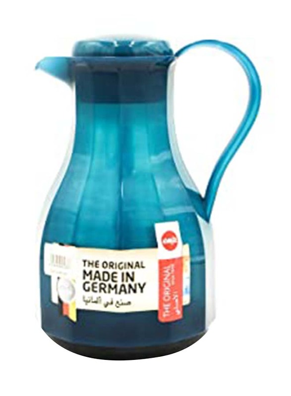 Emsa 1000ml Vieleck Quick Press Vacuum Flask, 514720, Turquoise