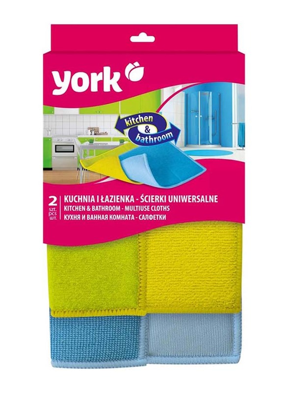 York Kitchen & Bathroom Cleaning Cloth, 2 Pieces, 3024120, Multicolour