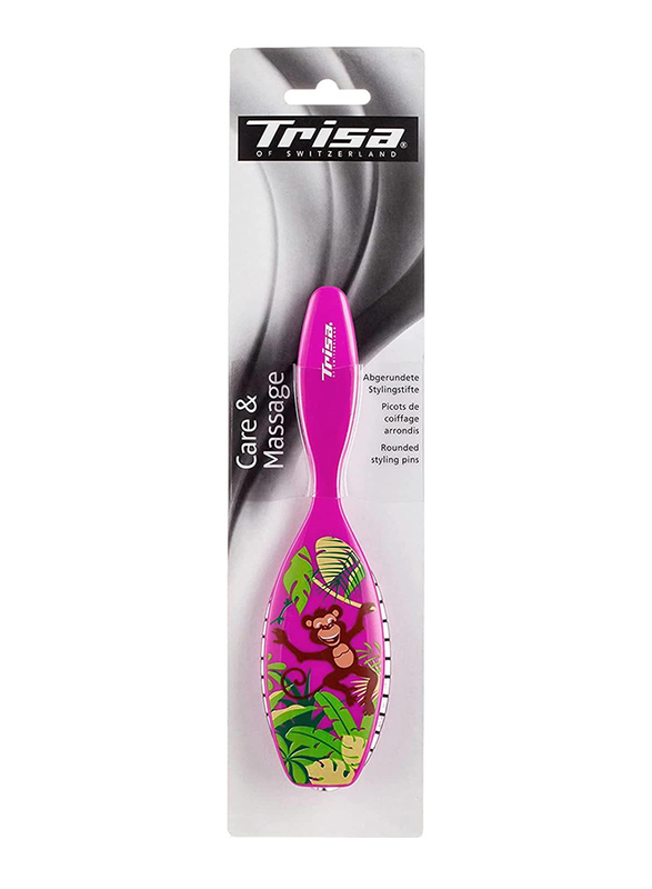 Trisa Rubber Cushion Plastic Pins Hairbrush for All Hair Types, Assorted, 1 Piece