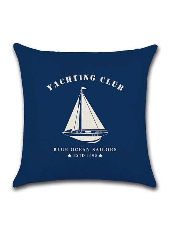 ACEIR 45 x 45cm Yacht Printed Cotton Blend Cushion Cover, Blue White