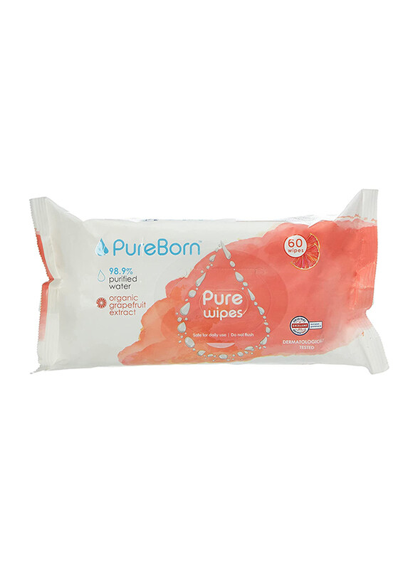 

PureBorn 60 Sheets Baby Wipes with Grapefruit Extract