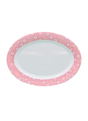 Malaplast Thailand 12-inch Oval Platter, Pink/White
