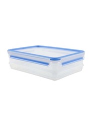 Emsa Clip & Close Stacking Food Container, 1.65L, Transparent/Blue