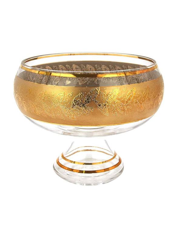 

Bohemia 16cm Gold Plated Glass Round Bowl, Clear/Gold