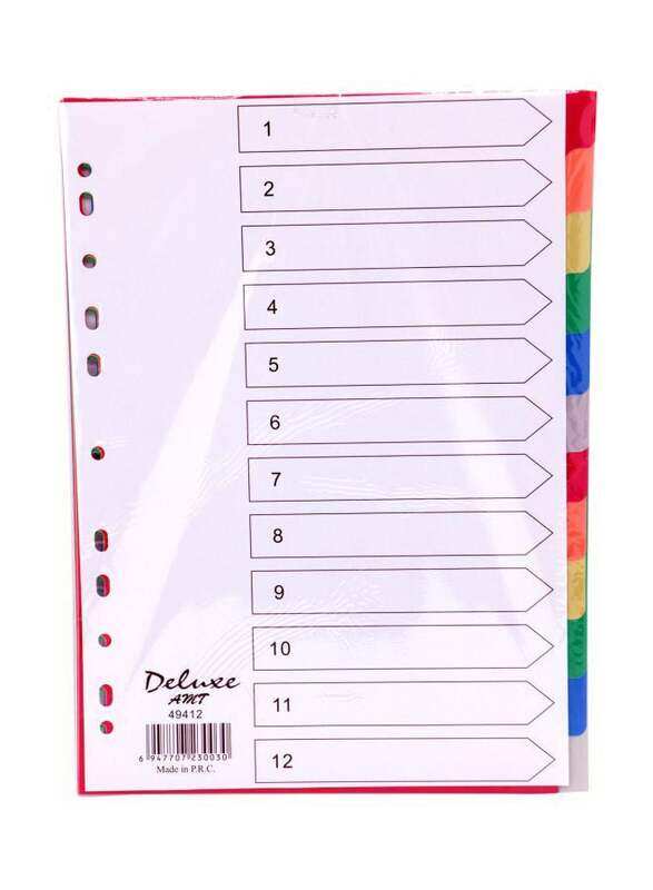 

Deluxe PVC Colour Divider, 1-12 Tab, 10-Piece, 49412, Multicolour