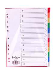 Deluxe PVC Colour Divider, 1-12 Tab, 10-Piece, 49412, Multicolour