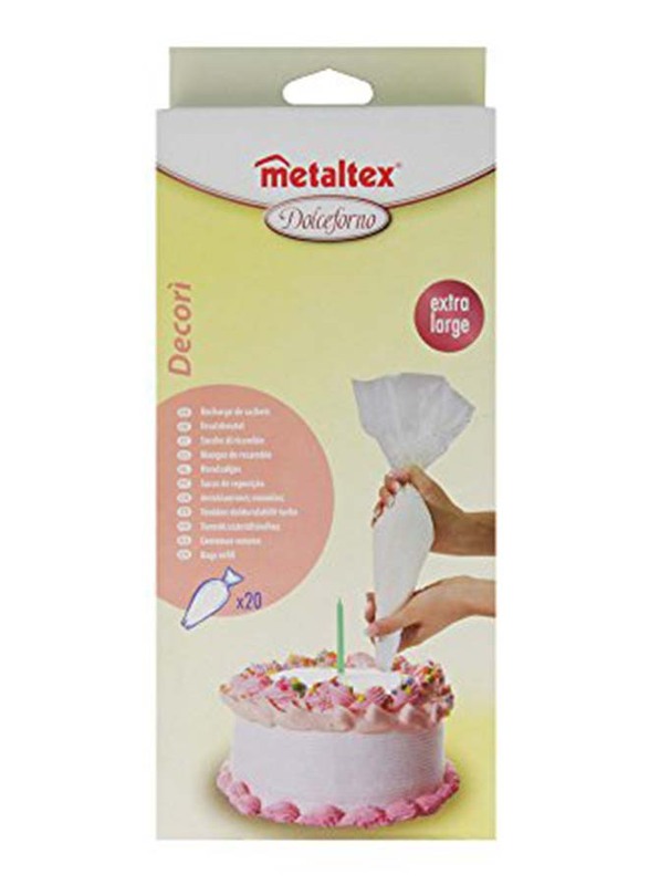 Metaltex 20-Piece Dolceforno Icing Bags, White