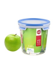 Emsa Clip & Close Round Food Container, 2L, Transparent/Blue
