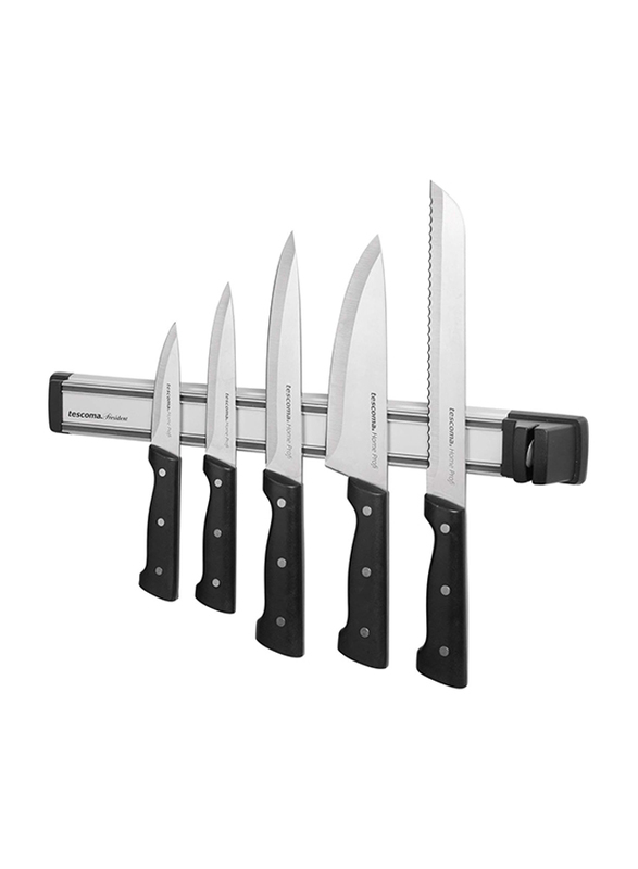 Tescoma President Magnetic Knife Strip with Sharpener, 638699, Black/Silver