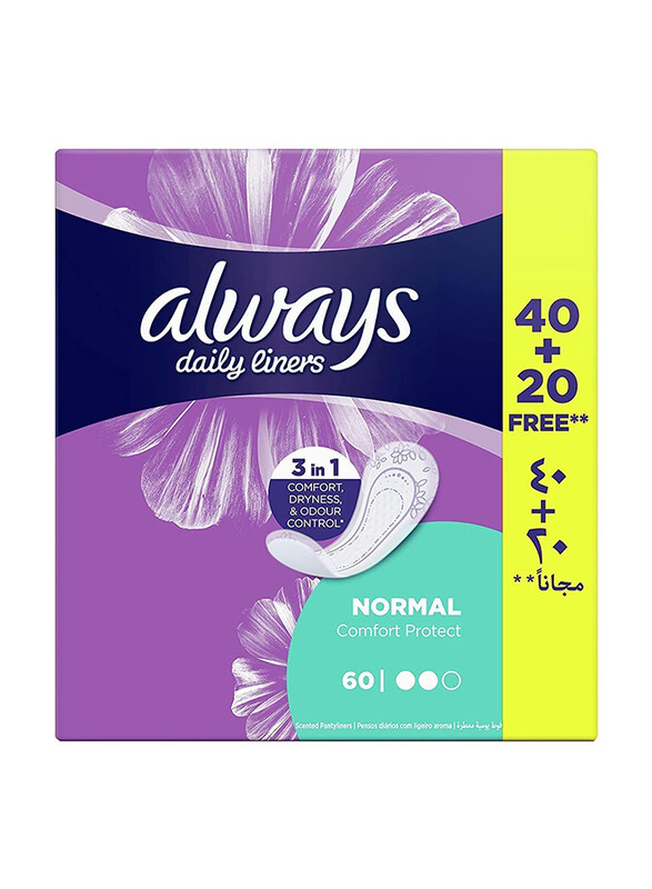 

Always Comfort Protect Daily Liners, Normal, 60 Pieces