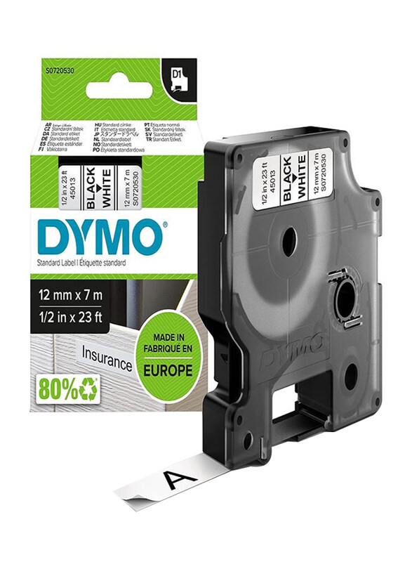 

Dymo Standard Labelling Tape, White/Black