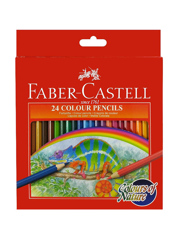 Faber Castell Colours Of Nature Colour Pencils 24 Colour In A Cardboard Box, Assorted Designs, 114426, Multicolour