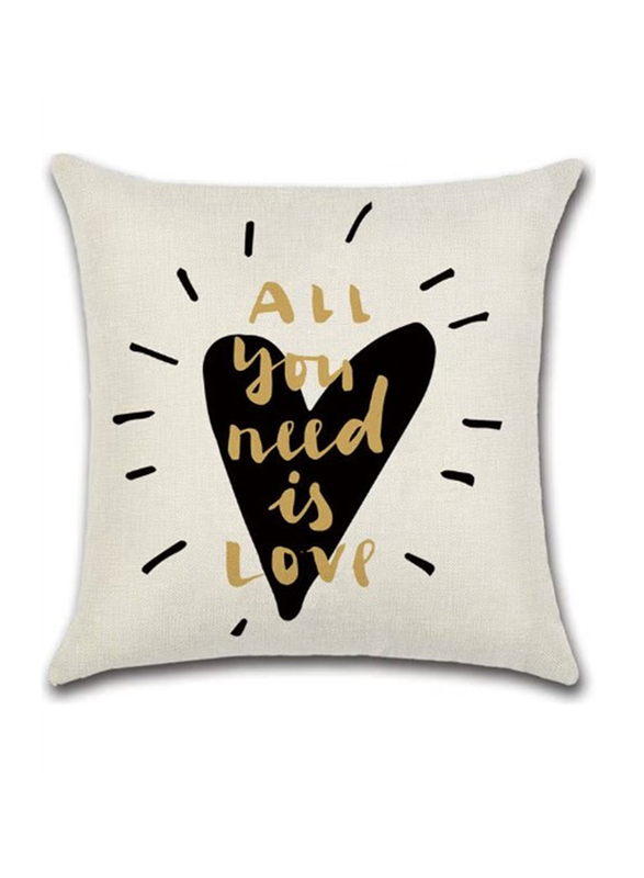 ACEIR 45 x 45cm All You Need Is Love Printed Cotton Blend Cushion Cover, Multicolour