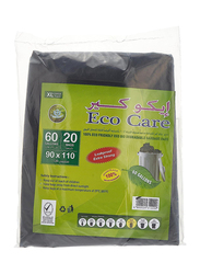 Eco Care Black Garbage Bag, 90 x 110cm, 60 Gallons, 20 Piece
