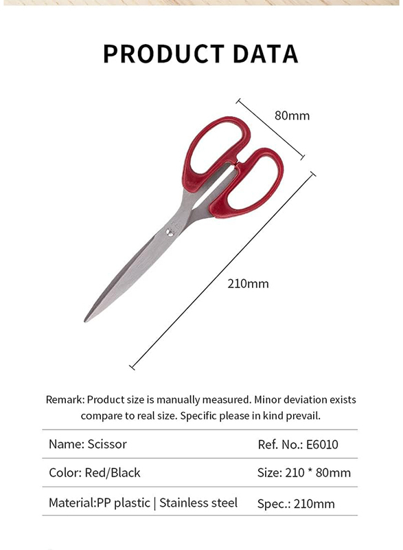 Deli 210mm Scissors, E6010, Black/Red
