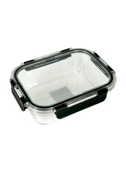 Rahalife Borosilicate Glass Rectangle Food Container with Airtight Lids, 630ml, Clear
