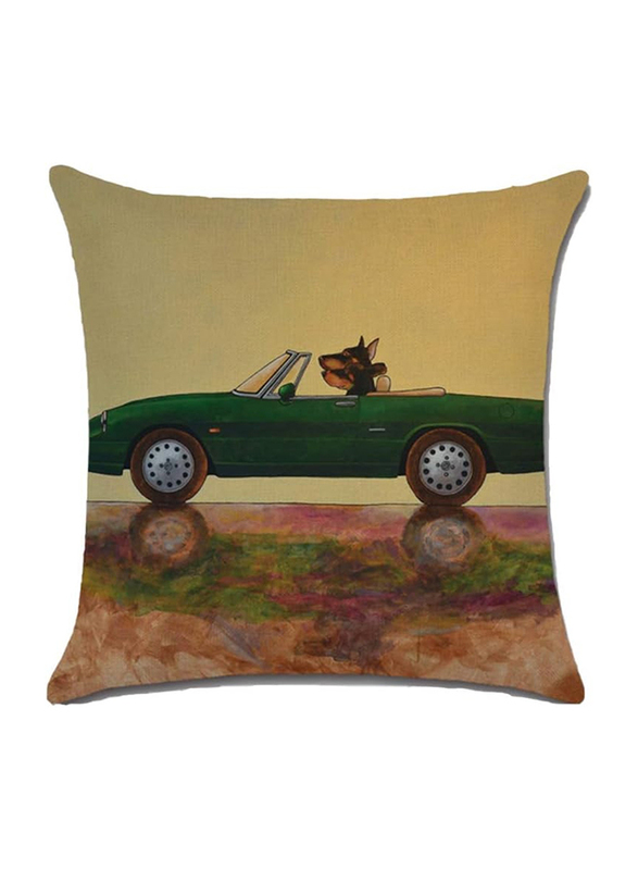 ACEIR 45 x 45cm Car Printed Cotton Blend Cushion Cover, Multicolour