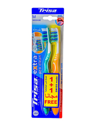 Trisa Extra Pro Clean Toothbrush, Medium, 2 Pieces