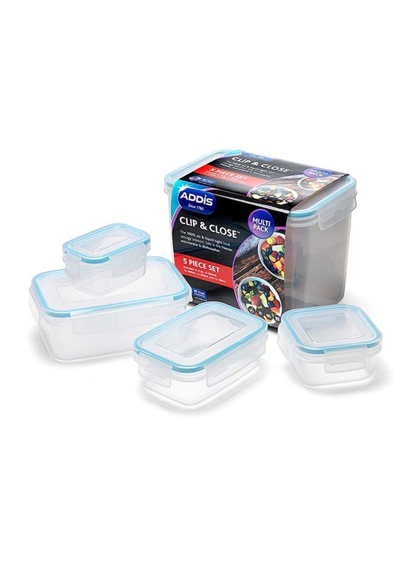 Addis Rectangular Clip and Close Food Storage Box, 2L, Clear