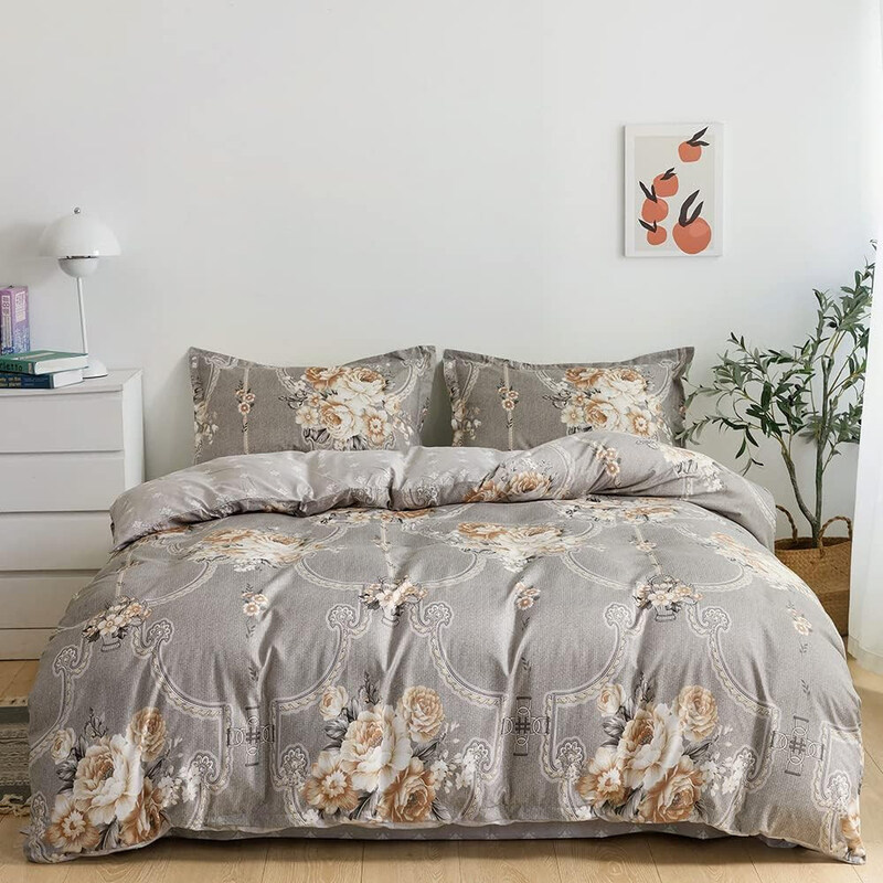 

Aceir 4-Piece Microfibre Duvet Cover Set, 1 Duvet Cover + 1 Fitted Sheet + 2 Pillow Cover, Single, Multicolour