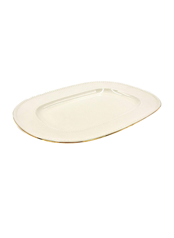 Qualitier 33cm Oval Platter Plate, Beige