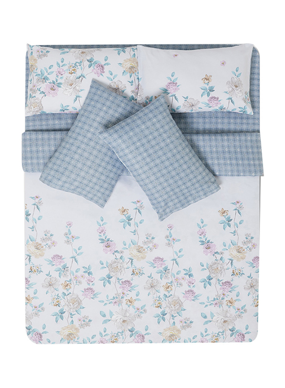 Aceir 6-Piece Vibrant Design Duvet Cover Set, King Size 1 Fitted Bedsheet + 2 Pillow Cases, Multicolour