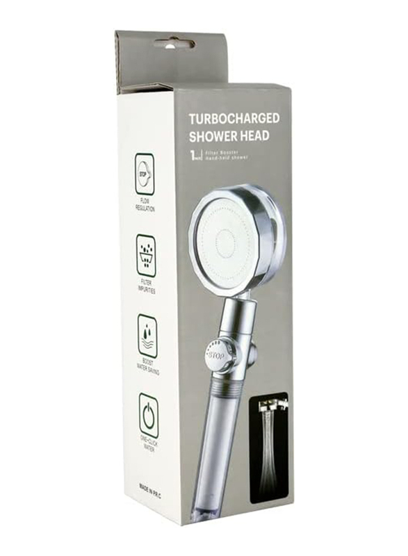 Rahalife High Pressure Turbocharged Water Saving Ionic Handheld Shower Head, Silver/White
