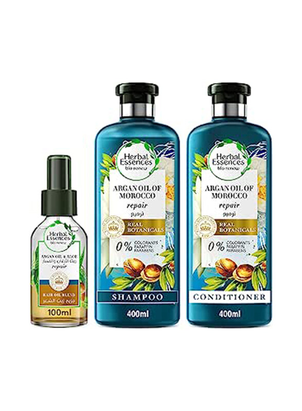 

Herbal Essences Argan Oil Of Morocco Shampoo & Conditioner with Aloe Vera Hair Blend Repair Oil for Damaged & Frizzy Hair, 3 Pieces