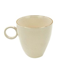 Qualitier Porcelain Linen Drinking Mug, IP123-G01, One Size, White/Gold