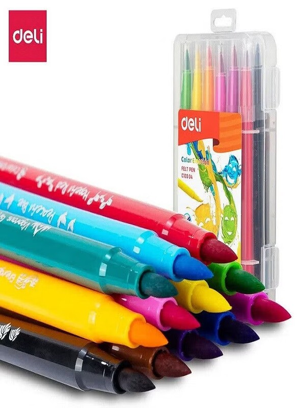 Deli 12-Pieces Sketch Pen in Pvc Box, Multicolour