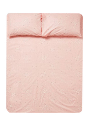 Aceir 3-Piece 180 TC Premium Collection Star Printed Cotton Bedsheet Set, 1 Bedsheet + 2 Pillow Cases, Queen, Peach