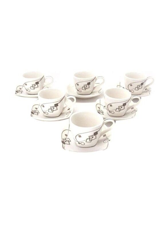 

Kitchen Souq 12-Piece Coffee Cup & Saucer Set, White/Black