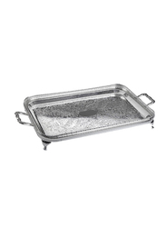 Queen Anne 44cm Multi-Material Rectangle Gallery Tray with Handle, Silver