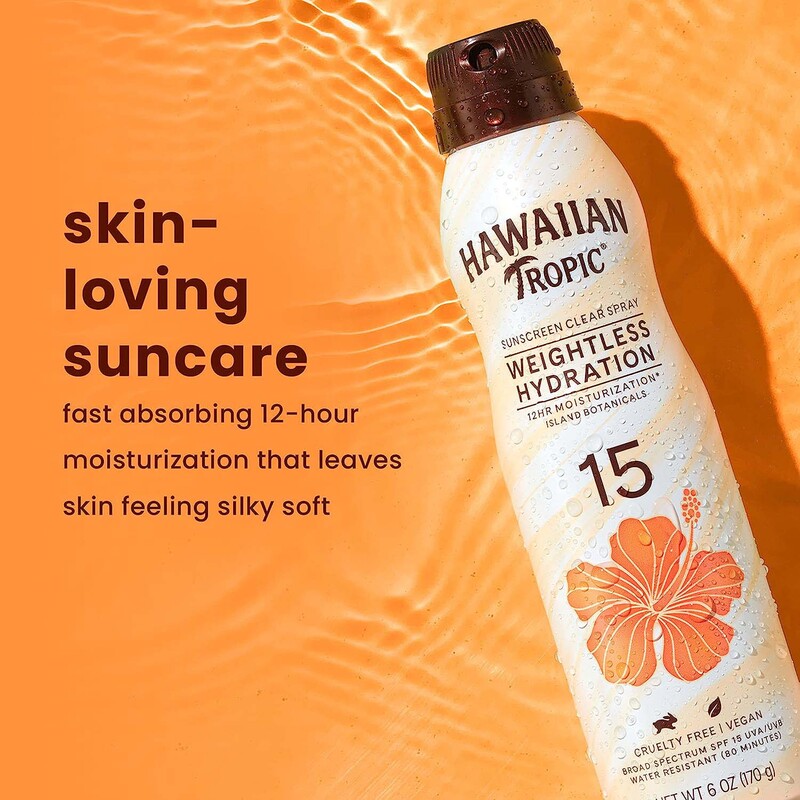 Hawaiian Tropic Silk Hydration Weightless Continous Spray SPF 15 Sunscreen, 170gm