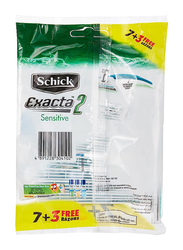 Schick Exacta 2 Sensitive Twin Blade Disposable Razor for Men, 10 Pieces