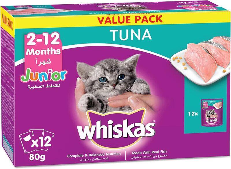 

Whiskas Junior Tuna, Wet Kitten Food, Pouch for Kittens from 2 to 12 months, Flavor Lock Pouch Made for Freshness, Made with Ingredients for a Complet