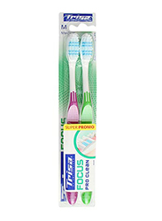 Trisa Focus Pro Clean Medium Toothbrush, 2 Pieces