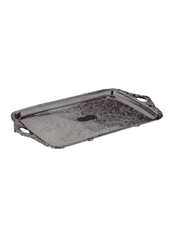Generic 42cm Multi-Material Rectangle Tray with Handles, Silver