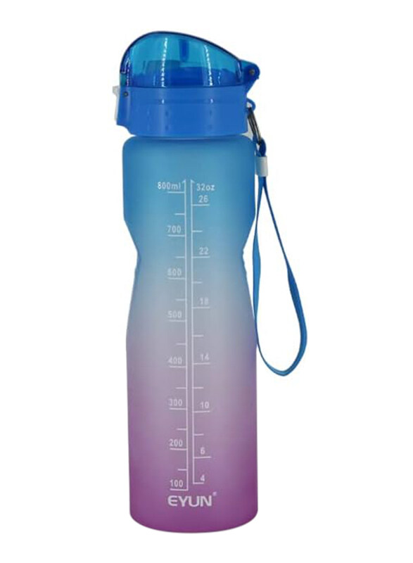 Rahalife 800ml Water Bottle with Time Marker Straw Strainer, Pink/Blue