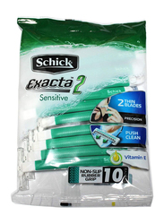 Schick Exacta2 Sensitive Twin Blade Disposable Razor, 10 Pieces