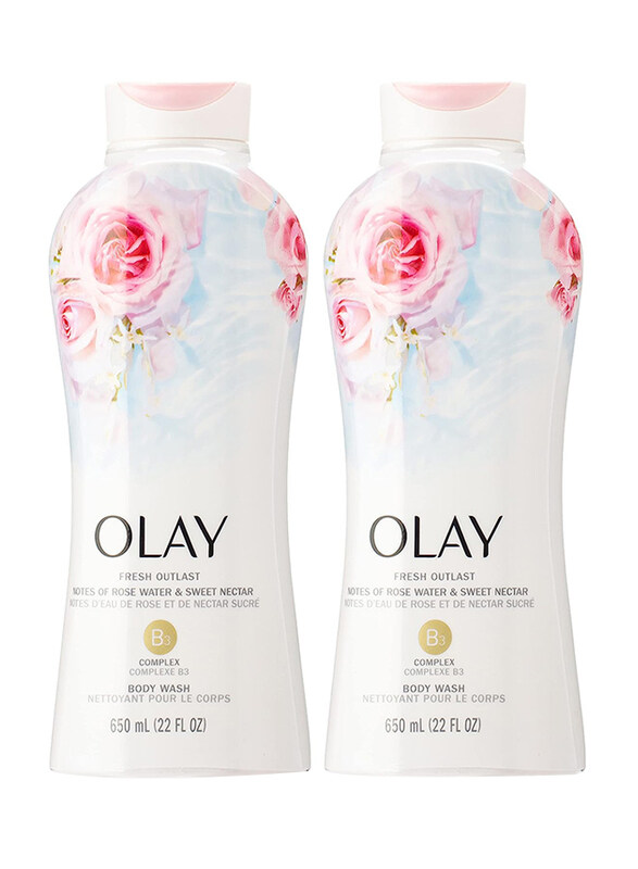 

Olay Fresh Outlast Rose Water & Sweet Nectar Body Wash with Vitamin B3, 2 Pieces