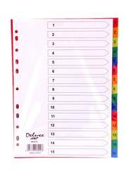 Deluxe PVC Colour Divider with Number, 1-15 Tab, 10-Piece, 46415, Multicolour