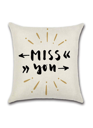 ACEIR 45 x 45cm Miss You Quote Printed Cotton Blend Cushion Cover, Multicolour