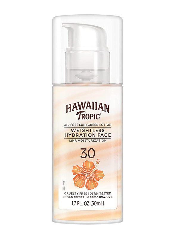 Hawaiian Tropic Silk Hydration Weightless Oil Free Spf 30 Sunscreen Lotion, 50ml