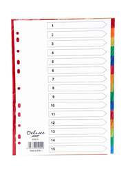 Deluxe PVC Colour Divider, 1-15 Tab, 10-Piece, 49415, Multicolour