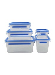 Emsa 5-Piece Clip and Close Food Container Set, Blue/Clear